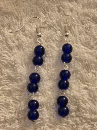 Pendientes largos artesanales azules