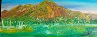 Óleo "Sierra de Orihuela desde el palmeral"