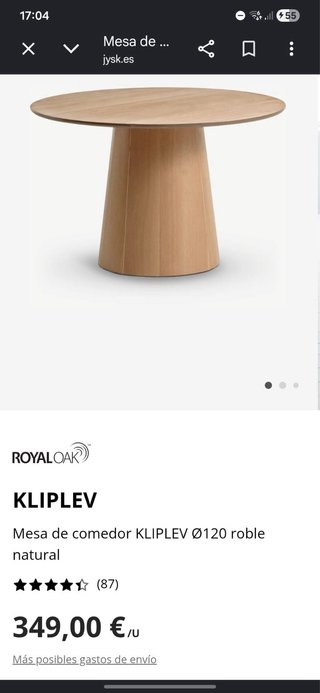 Mesa comedor roble 120cm Jysk