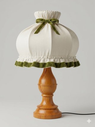 Lámpara de mesa de madera y tela