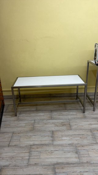 Mesa industrial acero inox y blanca