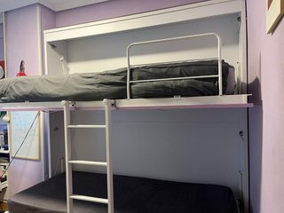 Cama Litera Plegable Morado y Blanco