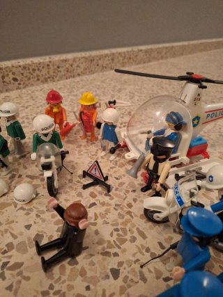 Lote Playmobil: Policía, Helicóptero y Motos