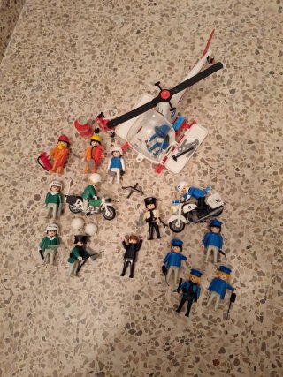 Lote Playmobil: Policía, Helicóptero y Motos