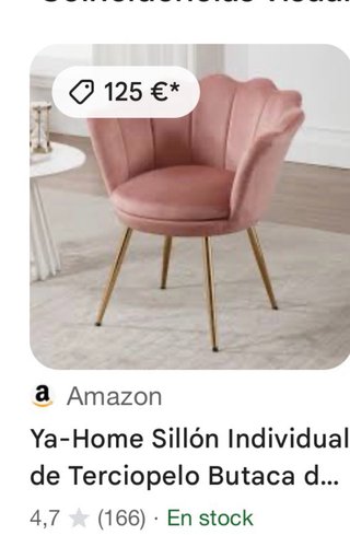 Butaca rosa terciopelo patas doradas