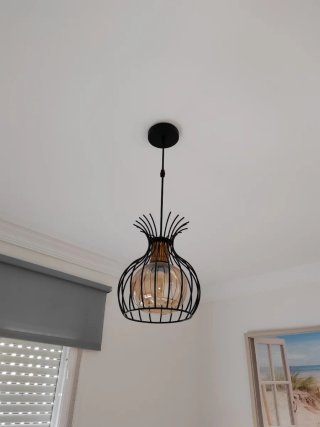 Lámpara colgante metal y cristal