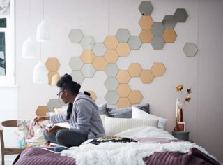 Specchi esagonali Ikea Hönefoss - Set da 5 (3 argentati e 2 dorati)