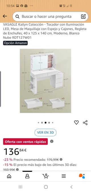 Tocador blanco nuevo en embalaje original