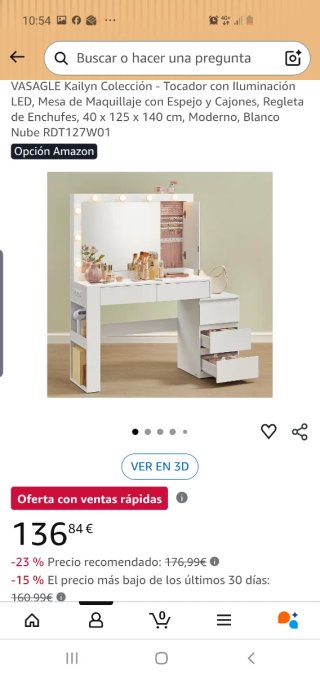 Tocador blanco nuevo en embalaje original