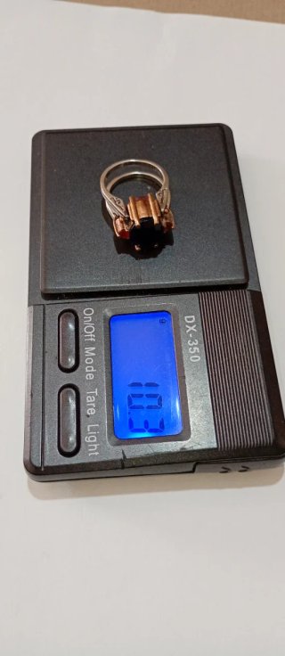 Anillo Plata 925 Doblé Oro Bajo Piedras Rojas