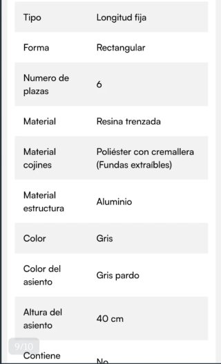 Conjunto Sofá y Mesa Exterior Jardín