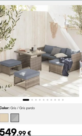 Conjunto Sofá y Mesa Exterior Jardín