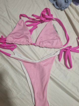 Bikini floral con tiras fucsia