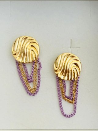 Orecchini pendenti oro e viola