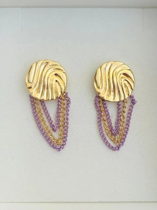 Orecchini pendenti oro e viola