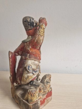 Antigua Figura De Altar China - Madera Tallada