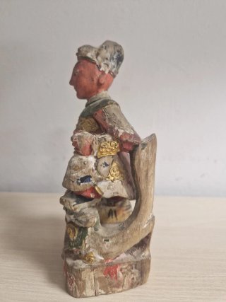 Antigua Figura De Altar China - Madera Tallada