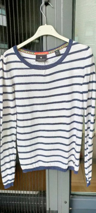 Maison Scotch Jersey Rayas Azul Blanco