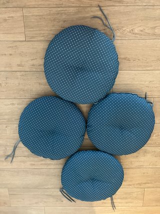 4 cojines redondos azules para exterior e interior