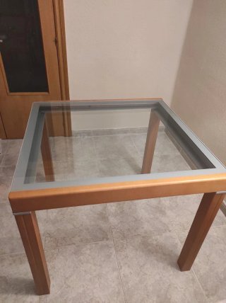 Mesa Comedor Cristal y Madera