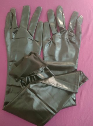 Guantes largos negros spandex tipo latex