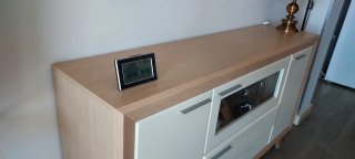 Mueble aparador TV madera y cristal
