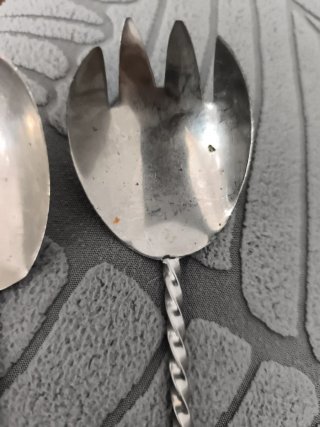 Cubiertos ensalada vintage metal plateado