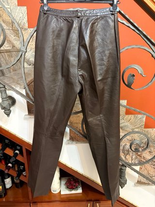 Pantaloni con tasche a filo in vera pelle vintage