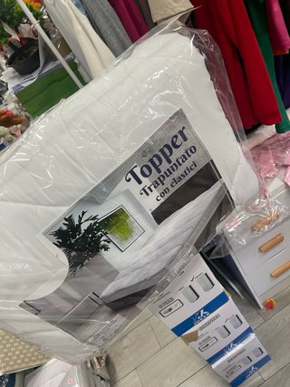 Topper matrimoniale trapuntato con elastici