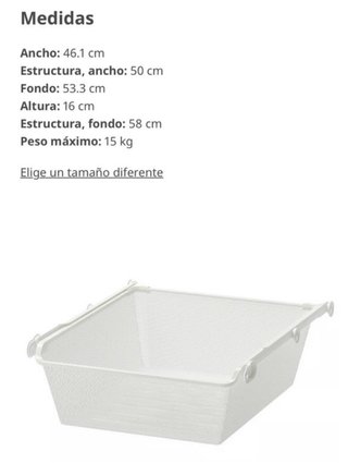 Cesta blanca y guías Komplement 50x58 cm