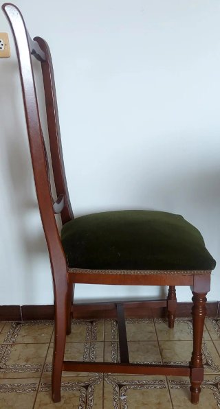 Mesa comedor y 6 sillas madera oscura