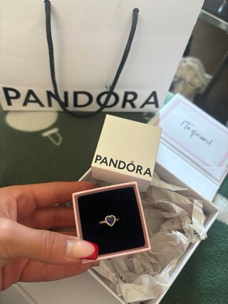 Anillo Pandora Corazón Azul Talla 54
