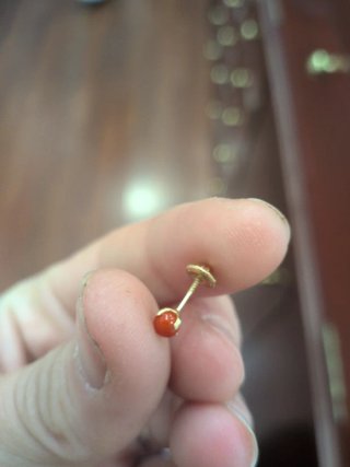 Pendientes Coral y Oro 4 Garras Medianos