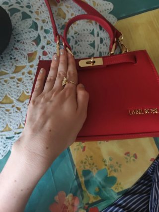 Bolso Label Rose Rojo