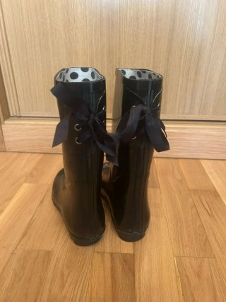 Botas de Agua YD Talla 36 Negras y Rosas