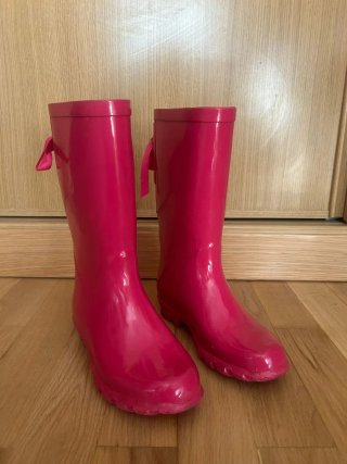 Botas de Agua YD Talla 36 Negras y Rosas