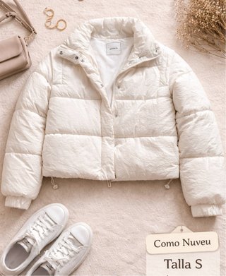 Abrigo acolchado blanco talla S