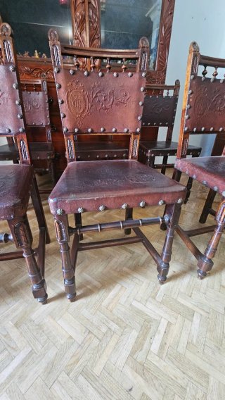 Conjunto 8 Sillas Salón Madera Antiguas