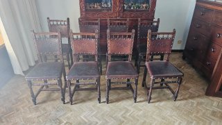 Conjunto 8 Sillas Salón Madera Antiguas