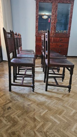 Conjunto 8 Sillas Salón Madera Antiguas
