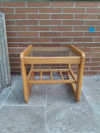 Mesita auxiliar madera y cristal