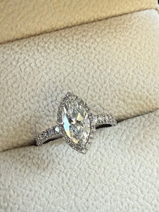 Anillo Platino Diamante Corte Marquesa
