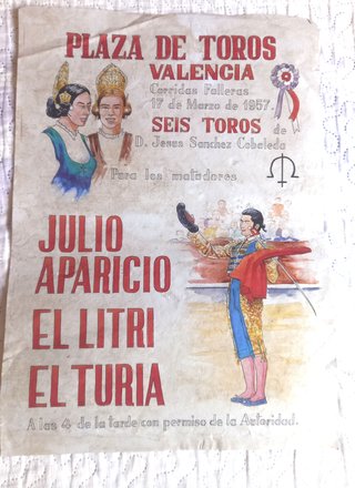 Cartel Toros Valencia 1957