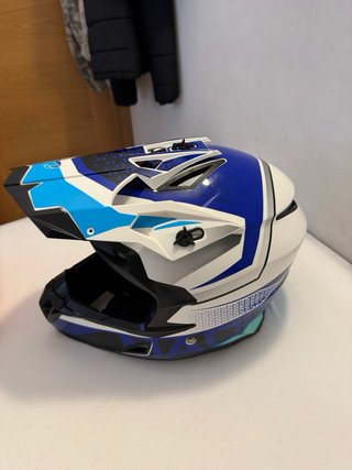 Casco Motocross Enduro Azul Blanco + Gafas Guantes