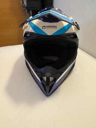 Casco Motocross Enduro Azul Blanco + Gafas Guantes