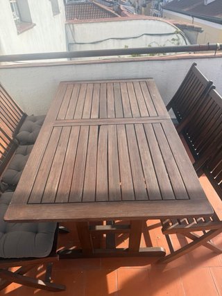 Mesa y 6 sillas de madera (160x90; extensible)