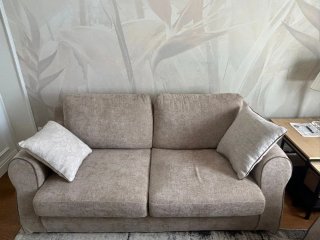 Set 2 Divani 2 Posti + Puff Beige/Grigio