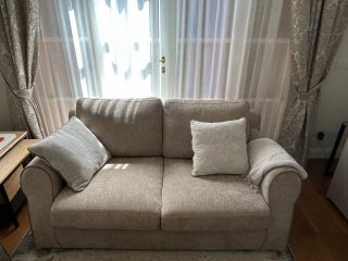 Set 2 Divani 2 Posti + Puff Beige/Grigio
