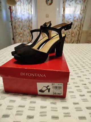 Zapatos tacón DI FONTANA ante negro T37
