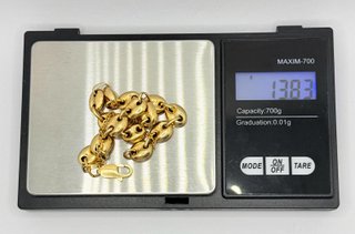 Pulsera Calabrote de oro de 18k, 13.83 g, 19.5 cm.